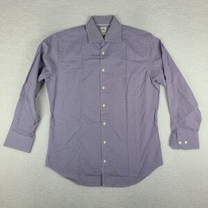 Peter Millar Shirt Men Medium Blue Brown Check Nanoluxe Easycare Dress Button Up